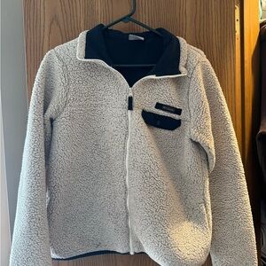 Cozy Cream Teddy Jacket with Black Accents